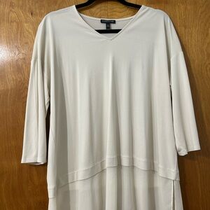 Eileen Fisher Petite V-Neck Tunic in Soft Cream